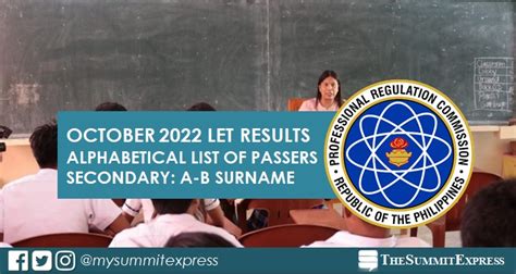 OCTOBER 2022 LET RESULTS Monitor here .